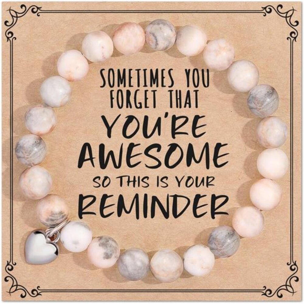 Inspirational Bracelet Natural Stone Stretch Beaded Gift for Women Girls